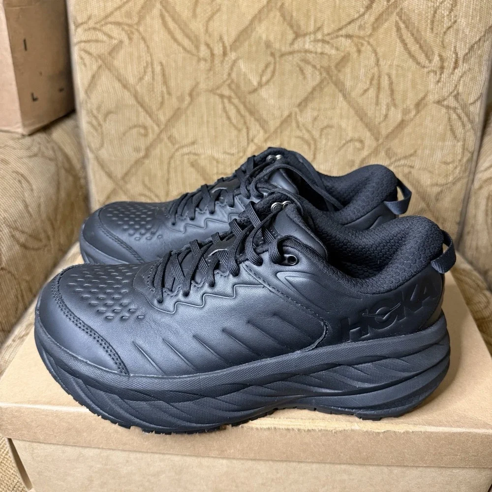 Hoka Bondi SR Black 1110521 BBLC Women's Size 10 Black Slip Resistant Shoes